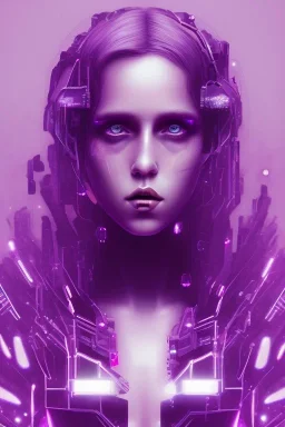 Singer Danish MØ in style cute cyberpunk, purple tones, high lighting