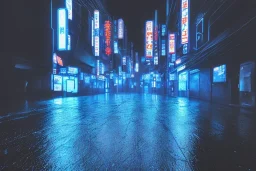 Night, Tokyo, dark, FOG, unsafe, rain, high definition, blue neon, blue lights