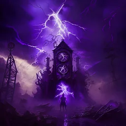 Violet Hardstyle time passes by of the here and now in hell with lightnings, electric power and dust