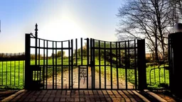 bright light beyond a huge gate