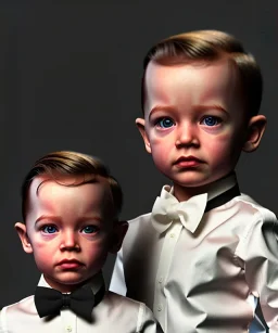 James bond toddler, full body, dramatic lighting, hyper realistic