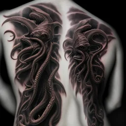 Cthulhu vertical black and grey realistic tattoo artwork design