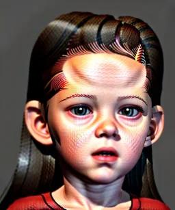 Kristen stewart toddler, full body, dramatic lighting, hyper realistic