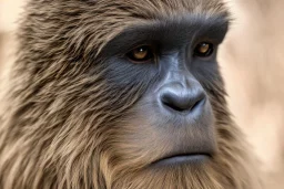 Full-shot photography, Bigfoot working at Starbucks, fine-art photography, ultra realistic, highly detailed, UHD face, Kodak Porta 400, Golden ratio composition, Award winning photography, grainy, dramatic pose, dof