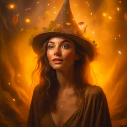 oil painting, portrait of brown hippie pixie hovering in the underground grove sparkling light confetti, in the style of dali, 8k, down-light, soft light, depth of field, photo realism, trending on art station, high detail, smoke and fog