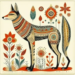 Native American Folk Art Coyote illustration