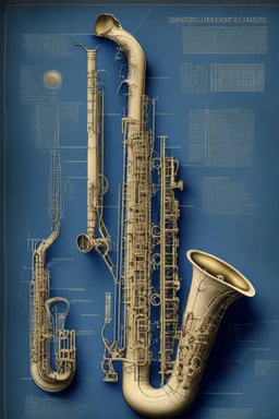 blueprint of realistic saxophone