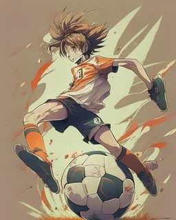 Anime design playing soccer