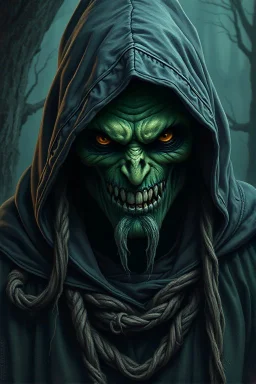 Swamp Thing, a hooded wizard character, ominous, facepaint, waist up portrait, intricate, oil on canvas, masterpiece, expert, insanely detailed, 4k resolution, retroanime style, cinematic smooth, intricate detail , soft smooth lighting, soft pastel colors, painted Renaissance stylestyle