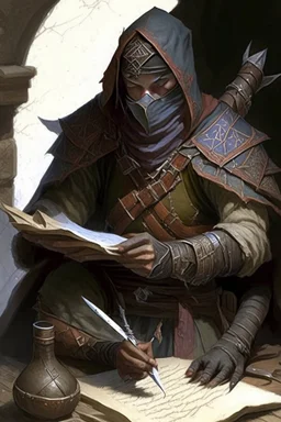 scribe from a mercenary group from fantasy medival world