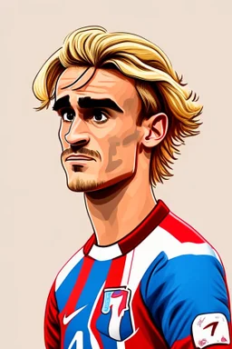 Antoine Griezmann French football player ,cartoon 2d