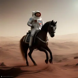 Riding horse astronaut mars