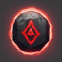 Agonymium Stone that has the power to consume mortal misery it glows with sinister red runes and light and is full of creeping dread, in minimalist art style