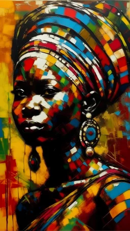 stand african woman , "abstract" style