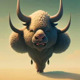 Buffalo , portrait.intricate detail,.studio ghibli,andrea bonelli,Kilian Eng,Ohrai, Dan Craig character, style.