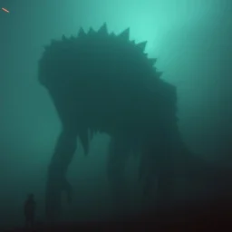 The atmosphere is eerie, suffocating, and raw, with the feeling that the camera operator is witnessing something forbidden and legendary — a colossal being that has been hiding for ages, suddenly revealed. The image must feel authentic and unpolished — like amateur footage captured in real time. Prioritize pixelation, color noise, digital compression artifacts, motion blur, and the unsettling atmosphere of being near a gigantic shadow-creature. Do not stylize or modernize.