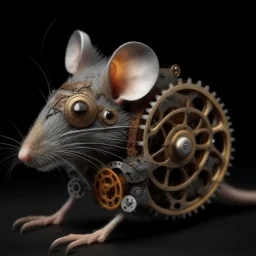 a rat with gears in it's face