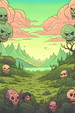 landscape of dead monsters in an anime style