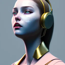 Russian woman, painted face, rounded face, headphones, trap style, leather, gold, white, latex coat, nose piercing, soft color, highly detailed, art stations, concept art, smooth, unreal engine 5, god rays, ray tracing, RTX, lumen lighting, ultra detail, volumetric lighting, 3d, finely drawn, high definition, high resolution, neon background.