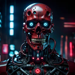 cybernetic clarity, kodak portra 400, concept art, cyberpunk, Olympus OM-D E-M10 Mark IV, Sony A7R Mark IV, red skull, dark color palette, dark, grim, smooth, sharp focus, Unreal Engine 5, highly detailed, highest quality, digital painting, complex 3d render, unreal engine render, insane detail, intricate photograph quality, magnificent, majestic, highly intricate, Realistic photography,