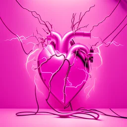 electric heart in a pink background