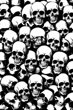 small pile of skulls Black And White Graphic Day of the Dead