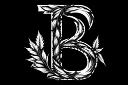 LETTER 'B' CANABIS WEED LEAF BLACK AND WHITE RASTA