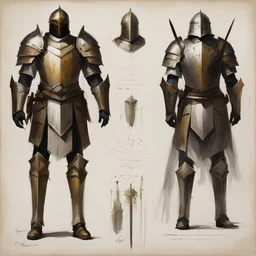 ConceptSheet by Guy Borremans: 'The Prince of War' - Mithril Armour Design for the paladin in the enchanted forest