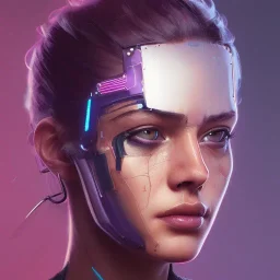 portrait of a cool cyberpunk beautiful girl by sandra chevrier and, greg rutkowski and wlop, purple blue color scheme, high key lighting, volumetric light, digital art, highly detailed, fine detail, intricate, ornate, complex, octane render, unreal engine, photorealistic