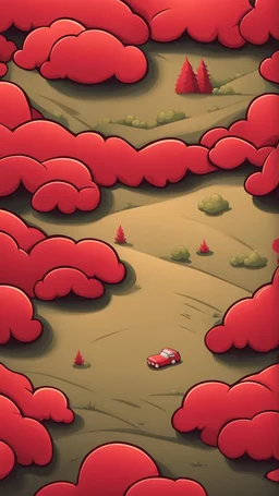 background, cartoon, top down landscape red