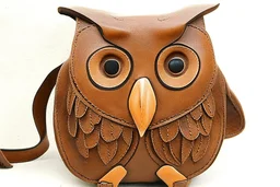 Owl shaped leather bag with handles