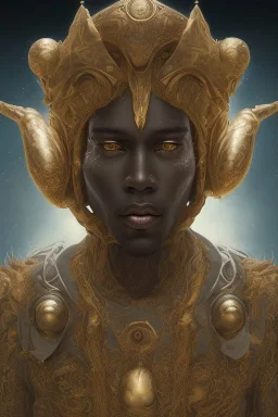 black male African alien, cracks in the voodoo head, wicked, Asian eyes, crown, blood, 8k, finely detailed, photo realistic, Boris Vallejo style turquoise skull head gold dragon space alien rain skeleton gold tooth silver helmet silver space suit spaceships