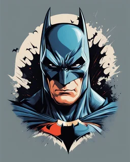 illustration for t-shirt design of Batman, vector illustration, optimize for bold lines, vibrant colors suitable for printing, centered, isolated, illustration, vibrant.