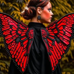 metal gothic red moth wings