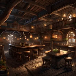 A large cozy fantasy tavern