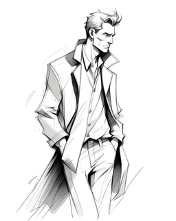 рисунок стильной мужской фигуры карандашом