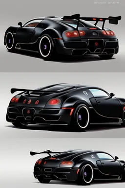 musou black painted Black Super Star Bugatti Veyron Hyper Sport, rear view