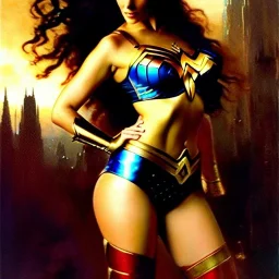 Drawing of beautiful face,'beautiful booty,Busty WonderWoman',intense stare, ancient skintight armor, balanciaga fashion clothe painting by gaston bussiere, greg rutkowski, yoji shinkawa, yoshitaka amano, tsutomu nihei, donato giancola, tim hildebrandt, Oil on canvas, cinematic composition, extreme detail,fit full head inside picture,16k