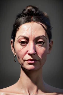 Realistic image, waist up portrait, hybrid made up of a woman, the muppet head replaces the human one ,concept art, smooth, unreal engine 5, god lights, ray tracing, RTX, lumen lighting, ultra detail, volumetric lighting, 3d, finely drawn, high definition, 4k.