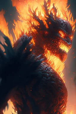 Fire monster,higly-detailed, highly detailed, perfect lighting, perfect composition, 4 k, artgerm, derek zabrocki, greg rutkowski