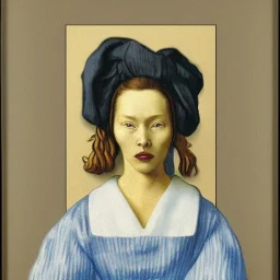 portait of a woman inspired by rené magritte, johannes vermeer, vincent van gogh, leonardo da vinci, michelangelo, and katsushika hokusai