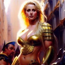 Drawing of beautiful face,'beautiful,Busty blonde Cammy',intense stare, ancient skintight armor, balanciaga fashion clothe painting by gaston bussiere, greg rutkowski, yoji shinkawa, yoshitaka amano, tsutomu nihei, donato giancola, tim hildebrandt, Oil on canvas, cinematic composition, extreme detail,fit full head inside picture,16k