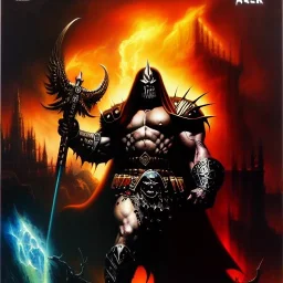 portrait oil on canvas, Death Dealer ,comic book cover, mystical colors,insanely detailed,realistic,intrincate detail, 16k resolution, masterpiece,Frank Frazetta,Alex Horley, Simon Bisley,Oscar chichoni