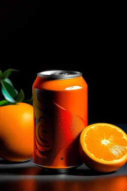 orange soda can with chillis and oranges on the side