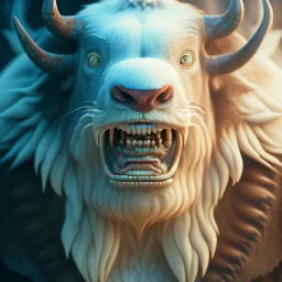  american Buffalo, face.intricate detail,detailed eyes, Trending on artstation, octane render,.studio ghibli,andrea bonelli,Kilian Eng,Ohrai, korra character, style.