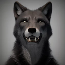 black alpha wolf baring teeth photorealistic