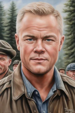 Band of Brothers, 29-year-old Neal McDonough, Oil on Canvas by Thomas Kinkade - 4k UHD, Ultra-realistic, Hyper realistic, Photorealistic, Realistic, absolute Reality