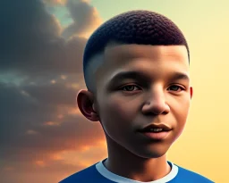 Kylian Mbappé as a child, baby face portrait, smile, 8k resolution