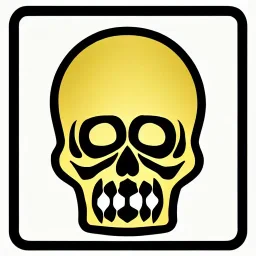 Иконка с золотым черепком на белом фоне