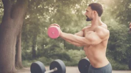 الصورة تُظهِر رجل يقوم بممارسة التمارين الرياضية في الهواء الطلق، حيث يرتدي ملابس رياضية ويمسك بالأوزان. تعكس الصورة التحفيز والتفاني في تحقيق نمط حياة صحي ومتوازن من خلال ممارسة النشاط البدني. تُجسِّد هذه الصورة أهمية الحفاظ على الوزن المثالي وتوجيه الجهود نحو الوقاية من السمنة والسرطان من خلال النشاط البدني اليومي.